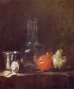 jean-Baptiste-Simeon Chardin Still Life with Glass Flask and Fruit oil painting artist